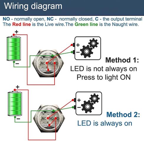 زر الضغط على زر التبديل 16 مم لحظة 12V مقاوم للماء LED Ring Ring Lead for 0.63 "ثقب التثبيت مع قابس المقبس السلك (حلقة خضراء LED/قشرة أسود) in Saudi Arabia