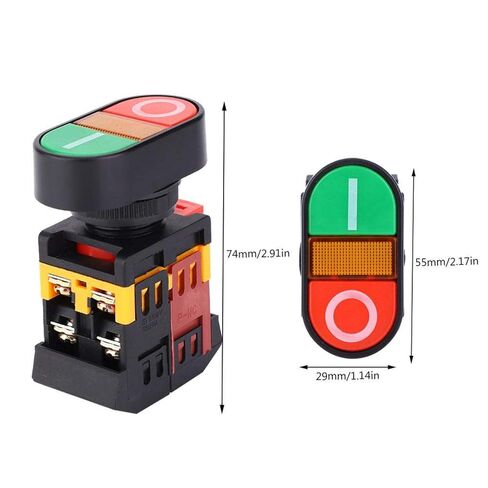 APBB-22/25N Double Push-Button Switch with LED Light NO+NC Momentary Button Switch Red or Green Buttons 74 x 55 x 29mm / 2.91 x 2.17 x 1.14in ((220VAC)) in Saudi Arabia