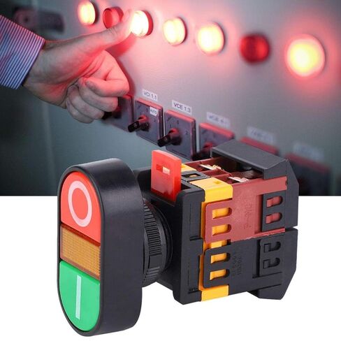 APBB-22/25N Double Push-Button Switch with LED Light NO+NC Momentary Button Switch Red or Green Buttons 74 x 55 x 29mm / 2.91 x 2.17 x 1.14in ((220VAC)) in Saudi Arabia