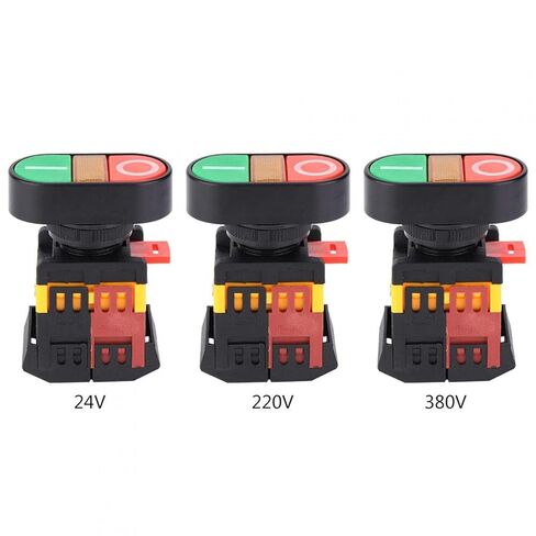 APBB-22/25N Double Push-Button Switch with LED Light NO+NC Momentary Button Switch Red or Green Buttons 74 x 55 x 29mm / 2.91 x 2.17 x 1.14in ((220VAC)) in Saudi Arabia