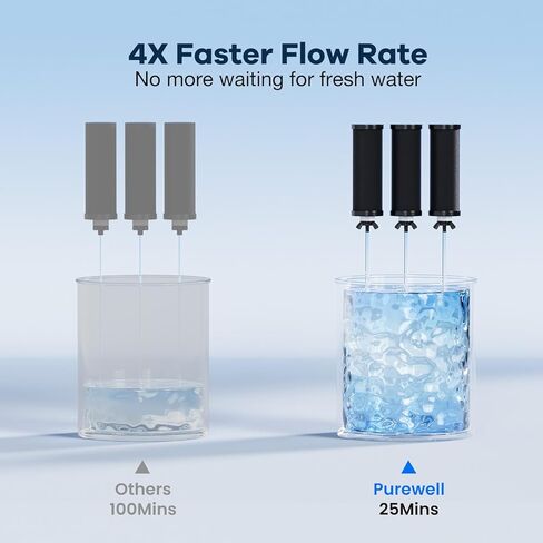 Purewell 2.25G Gravity-fed Water Filter System with 3 Filters, 3-Stage Ultra-Filtration Stainless Steel Countertop System with Water Level Window, Reduce 99% Chlorine, 9,000G Filter Capacity, PW-KS-3C in Kuwait