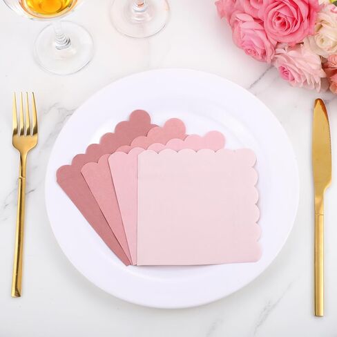 120 Pack Dusty Blue Napkins, 5 x 5 Inch Boy Baby Shower Napkins Gradient Blue Cocktail Napkins Scalloped Napkins Beverage Napkins for Dinner Wedding Baby Shower Bridal Anniversary Reception in Saudi Arabia