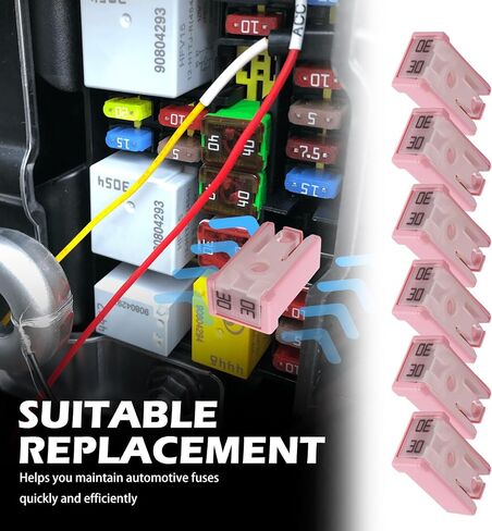 6PCS 30A 32V Slow Blow Car Fuses Assortment Kit,Slotted Cartridge Fuses for Protect Circuits,Universal Car Accessories Replacement Mini Fuse Kits for Cars,Trucks,SUVs (30A) in Saudi Arabia