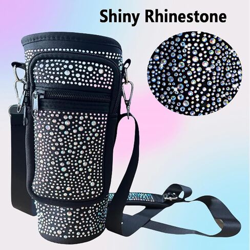 Bling Water Bottle Holder with Adjustable Strap & Straw Cover for Stanley Cup 40 oz Tumbler with Handle, Water Bottle Carrier Bag with Phone Pocket & Carabiner for Stanley Cup Accessories in Saudi Arabia