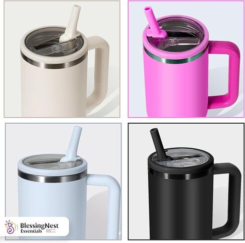 2 Pack – 40 oz Stanley Tumbler Lid Replacement – Leak-Proof, Spill-Proof, BPA-Free, Dishwasher Safe – Compatible with Stanley Quencher H2.0 & Similar Tumblers – Straw Opening Lid (Pink) in Saudi Arabia