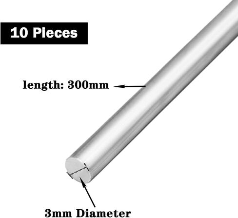JoyTube 2.5mm Diameter Aluminum Round Rod, 6063 Aluminum Solid Stick 300mm Length for DIY Craft (10 Pieces) in Saudi Arabia