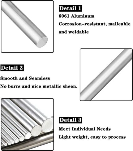 JoyTube 2.5mm Diameter Aluminum Round Rod, 6063 Aluminum Solid Stick 300mm Length for DIY Craft (10 Pieces) in Saudi Arabia