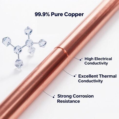 2 PCS Solid C110 Copper Round Rod 8mm × 400mm ، 99.9 ٪ شريط النحاس النقي لمخزون المخرطة ، بناء النماذج ، الموصلية الكهربائية in Kuwait