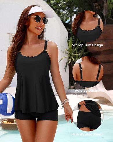 Aqua Eve Women Tankini مع شورتات - قطعتين من ملابس السباحة البطن بدلة السباحة التدفق 2025 in Kuwait