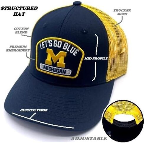 Officially Licensed Michigan University Blue Mesh Trucker Hat Adjustable Classic Team Logo Cap in Saudi Arabia