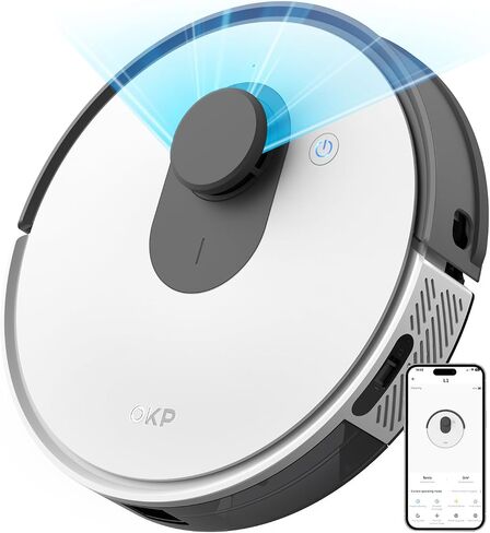 OKP L6A Robot Vacuum and Mop Combo, Robot Vacuum Cleaner with Precision Mapping with Dtof Sensors, Carpet Detection, Robotic Vacuum with Mini Desgin, Good for Hard Floors and Pet Hair Pick Up in Saudi Arabia