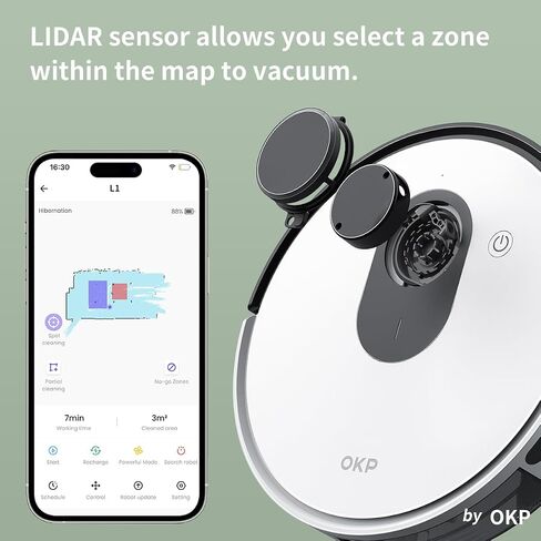 OKP L6A Robot Vacuum and Mop Combo, Robot Vacuum Cleaner with Precision Mapping with Dtof Sensors, Carpet Detection, Robotic Vacuum with Mini Desgin, Good for Hard Floors and Pet Hair Pick Up in Saudi Arabia