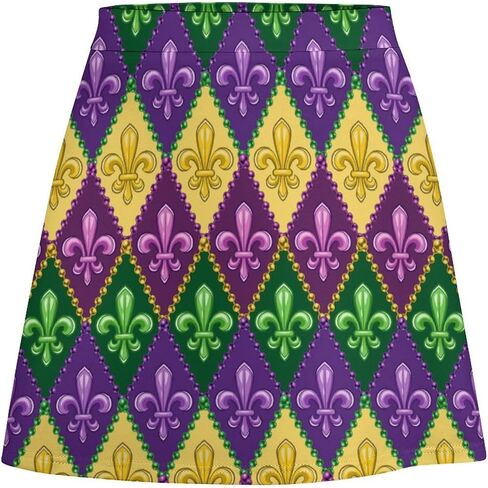Mardi Gras Short Culottes Culottes Womans Athletic Skorts Golf Golf Visrts Mini Shorts High Ceist Sport Skort in Kuwait