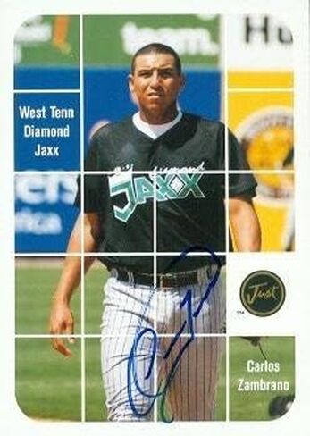 Topps Carlos Zambrano Autographed Baseball Card (Minor League) 1999 Just Minors #Ba-50 Rookie - Mlb Autographed Baseball Cards in Saudi Arabia