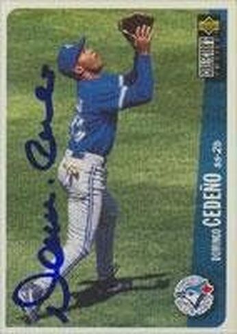 Domingo Cedeno Toronto Jays 1995 Upper Deck Collector Choice Card. يأتي هذا العنصر مع شهادة أصالة من رياضة السيارات. موقعة - MLB موقعة البيسبول in Kuwait