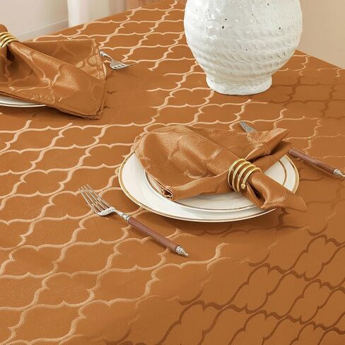 Larponder Tablecloth Rectangle, Jacquard Polyester Table Cloth, Washable and Spill Proof Table Cover for Kitchen Dining Fall Autumn Party Picnic (Rectangle, 52" x 70", Brown) in Saudi Arabia