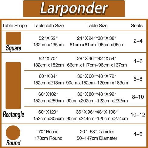 Larponder Tablecloth Rectangle, Jacquard Polyester Table Cloth, Washable and Spill Proof Table Cover for Kitchen Dining Fall Autumn Party Picnic (Rectangle, 52" x 70", Brown) in Saudi Arabia