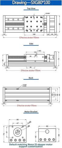 80-150mm Width Linear Guide Table Double Rail Sliding Table X-Y-Z Axis Ball Screw Linear Stage Mobile Table SFU SFU1605/1610(SXG100-80) in Kuwait