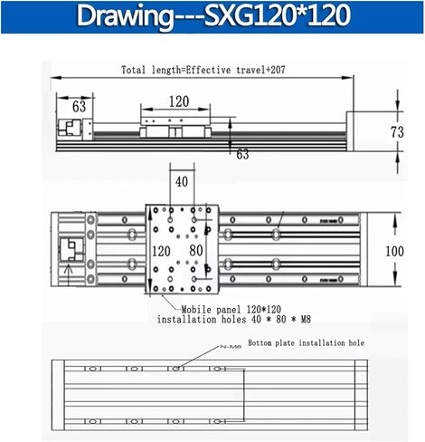 80-150mm Width Linear Guide Table Double Rail Sliding Table X-Y-Z Axis Ball Screw Linear Stage Mobile Table SFU SFU1605/1610(SXG100-80) in Kuwait
