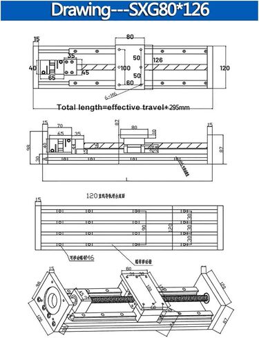 80-150mm Width Linear Guide Table Double Rail Sliding Table X-Y-Z Axis Ball Screw Linear Stage Mobile Table SFU SFU1605/1610(SXG100-80) in Kuwait