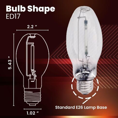 LU70/MED High Pressure Sodium Light Bulb, 70 Watts, ED17/MED, Medium Base (E26), ANSI Code S62, 6500 Lumen, 24000 Life Hours, Clear Bulb, 2100K, 2 Pack in Saudi Arabia