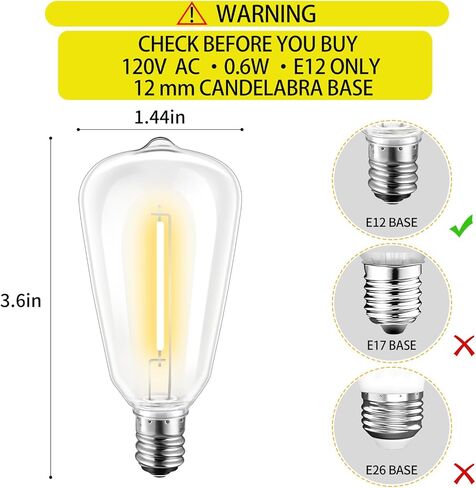 10Pack ST38 LED Outdoor String Light Light Plusts ، Shatterproof & Weatherproof Vintage Edison ، E12 Candelabra Base ، 2700K Whate White ، 7W Equiv. (0.6W توفير الطاقة) in Saudi Arabia