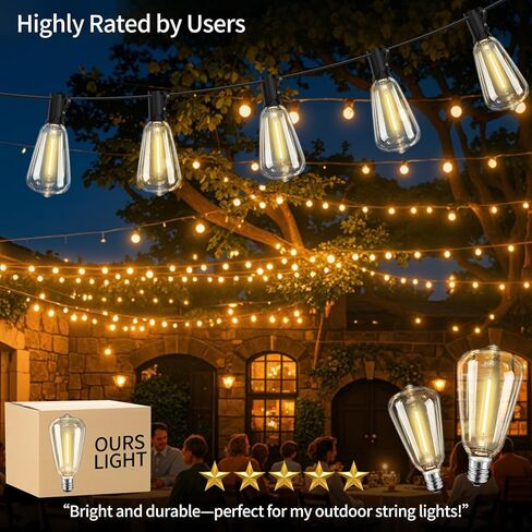 10Pack ST38 LED Outdoor String Light Light Plusts ، Shatterproof & Weatherproof Vintage Edison ، E12 Candelabra Base ، 2700K Whate White ، 7W Equiv. (0.6W توفير الطاقة) in Saudi Arabia