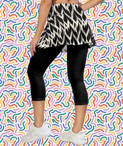 Skirted Leggings for Women Athletic Tennis Skirt Capri Leggings with Pockets in Saudi Arabia