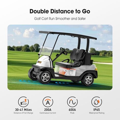 36V (38.4V) 100Ah LiFePO4 Lithium Golf Cart Battery, Built-in 200A BMS, Complete Upgrade Kit with Charger, LCD Display, Voltage Converter, Retention Strap & App, 5000+ Cycles in Kuwait