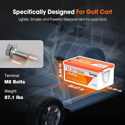 36V (38.4V) 100ah LifePo4 Lithium Golf Cart Battery ، Bemined-In 200A BMS ، مجموعة ترقية كاملة مع الشاحن ، شاشة LCD ، محول الجهد ، حزام والتطبيق 5000+ ، 5000 دورة. in Saudi Arabia