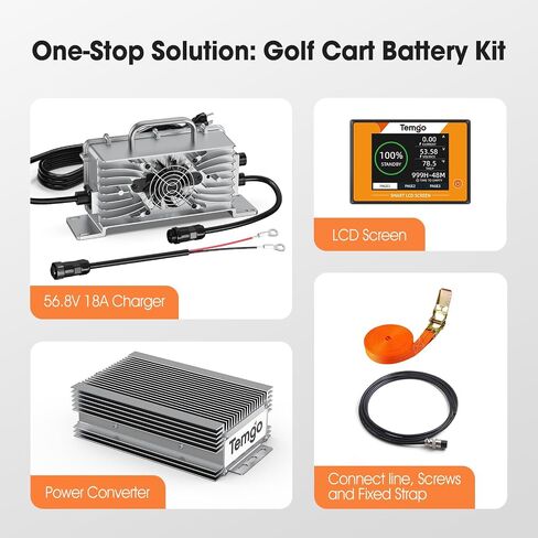 36V (38.4V) 100ah LifePo4 Lithium Golf Cart Battery ، Bemined-In 200A BMS ، مجموعة ترقية كاملة مع الشاحن ، شاشة LCD ، محول الجهد ، حزام والتطبيق 5000+ ، 5000 دورة. in Saudi Arabia
