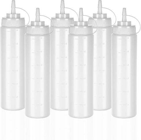 24 OZ Kitchen Foodservice Condiment Squeeze Bottles for Sauces,with Twist Top Cap,Leak Proof,Mustard, Syrup, Sauces, Dressing, Oil,Ketchup, BPA FREE Plastic (white, 2) in Saudi Arabia