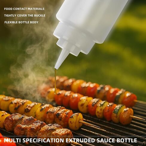24 OZ Kitchen Foodservice Condiment Squeeze Bottles for Sauces,with Twist Top Cap,Leak Proof,Mustard, Syrup, Sauces, Dressing, Oil,Ketchup, BPA FREE Plastic (white, 2) in Saudi Arabia