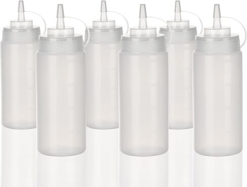 24 OZ Kitchen Foodservice Condiment Squeeze Bottles for Sauces,with Twist Top Cap,Leak Proof,Mustard, Syrup, Sauces, Dressing, Oil,Ketchup, BPA FREE Plastic (white, 2) in Saudi Arabia