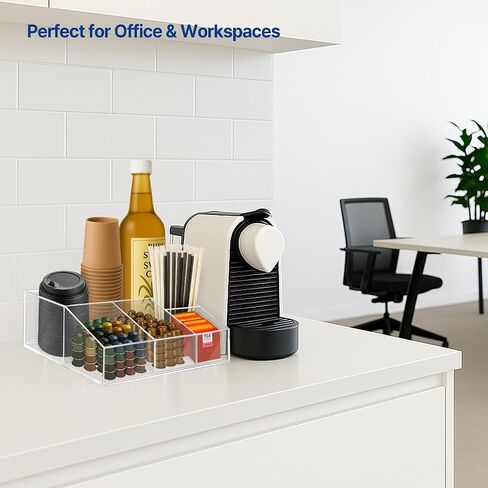 Coffee Bar Organizer Countertop,Wood Caddy with Compartments for Pods,Black in Kuwait