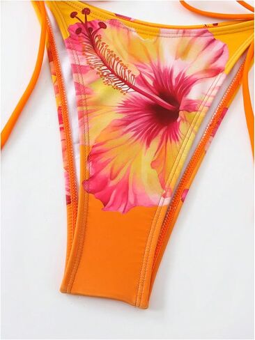 SOLY HUX Women's Bathing Suits 3 Piece Swimsuits Floral Halter High Cut Bikini Set with Mesh Coverup Wrap Skirts in Saudi Arabia