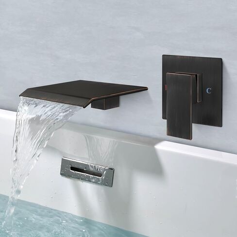 Aolemi Tub Faucet Waterfall Bathtub Faucets Wall Mount Tub Filler Bathroom Sink Single Handle with High Flow Spout Rough-in Valve Included Oil Rubbed Bronze in Saudi Arabia
