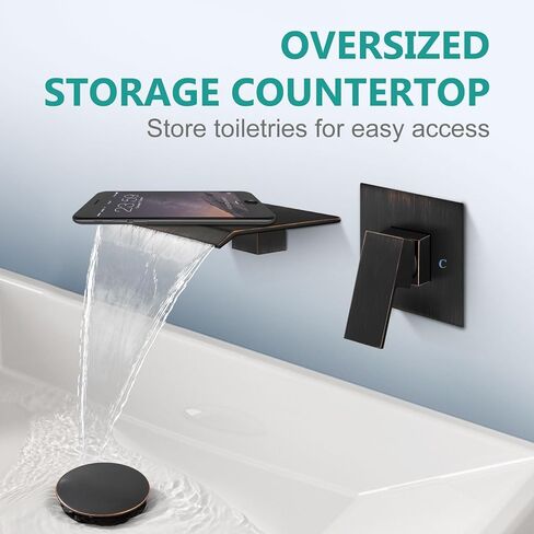 Aolemi Tub Faucet Waterfall Bathtub Faucets Wall Mount Tub Filler Bathroom Sink Single Handle with High Flow Spout Rough-in Valve Included Oil Rubbed Bronze in Saudi Arabia