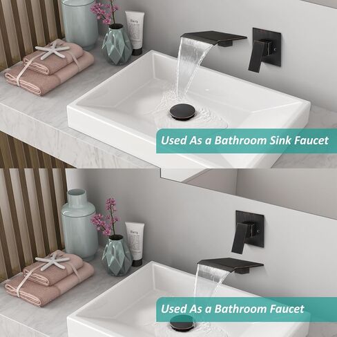 Aolemi Tub Faucet Waterfall Bathtub Faucets Wall Mount Tub Filler Bathroom Sink Single Handle with High Flow Spout Rough-in Valve Included Oil Rubbed Bronze in Saudi Arabia