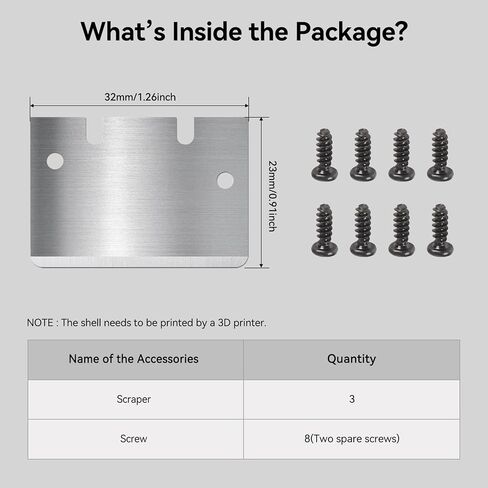 3D Printer Cooktop Scrapers Compatible with Bambu Lab A1/X1/P1 Series Anycubic Kobra Series Creality All 3D Printers Build Plate Scraper Blades with 8pcs Screws (3PCS) in Saudi Arabia