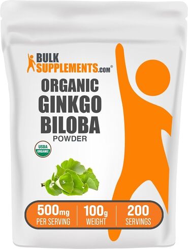 BulkSupplements.com مسحوق الجنكة بيلوبا العضوي - مكملات الجنكة بيلوبا، مسحوق أوراق الجنكة، الجنكة بيلوبا العضوية - من أوراق الجنكة بيلوبا، نباتي، 2000 مجم لكل وجبة، 1 كجم (2.2 رطل) in Saudi Arabia