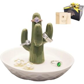 Aloe Ring Holder Jewelry Organizer Dish,Mrs cactus Earring/Necklace/Perfume/Trinket/Decorative Tray,Room Dresser succulent Decor Aesthetic,Wife Valentines Day Gifts for Her