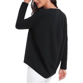 HeyNuts Long Sleeve Shirts for Women Boat Neck Loose Fit Soft Casual Tops Relaxed Shirts