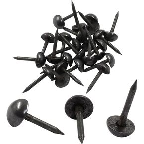 Hordion 32Pcs Upholstery Tacks Brass Tacks 5/16" Head Dia, Decorative Furniture Tacks Heavy Duty Thumb Tacks Upholstery Nails Push Pins for Wood Carpet Sofa Leather Crafts (Black)
