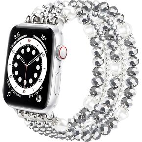 سوار مطرز متوافق مع سوار ساعة Apple مقاس 38 مم 40 41 42 44 45 49 مم للنساء، بديل سوار iWatch الأنيق والعصري المتوافق مع سلسلة iWatch SE 9 8 7 6 5 4 3 2 1 in Kuwait