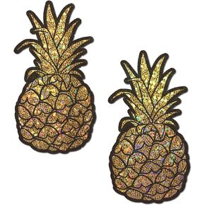 Summer Pasties - Pineapple Nipple Covers for Festivals, Raves, & Lingerie - Celebrate With This Party Outfit Accessory | Medical Grade, Waterproof, Latex Free & Made in USA Gold