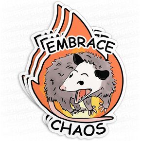 (3Pcs) Funny Possum Embrace Chaos Choose Violence Sticker Funny Opossum Meme Decals 2" Waterproof Vinyl Decal Sticker Laptop, Water Bottles, Phone, Kindle Merchandise Decor Decal Gifts 2 Inches