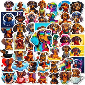 50 قطعة من ملصقات Kawaii Dachshund لزجاجة المياه، ملصقات لطيفة للكلاب مضادة للماء لقارورة مائية والكمبيوتر المحمول والهاتف، وقصاصات القصاصات، ولوح التزلج، حزمة ملصقات حيوانات من الفينيل الجمالية للأطفال المراهقين in Kuwait