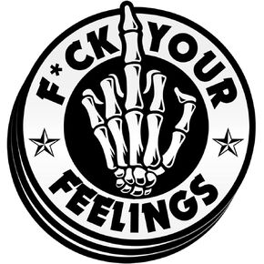 (3PCS) F*ck Your Feelings Sticker Funny Skull Skeleton Hand Middle Finger Sticker Trendy Sarcastic Die-Cut Waterproof Vinyl Sticker for Water Bottle Phone Case Laptop Car Helmet Decal Gift (2 inches)