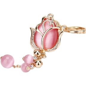 flower car keychain, Bling Bling car keychain chain Tulip Car Keychain Rhinestone Keychain Charm Accessories